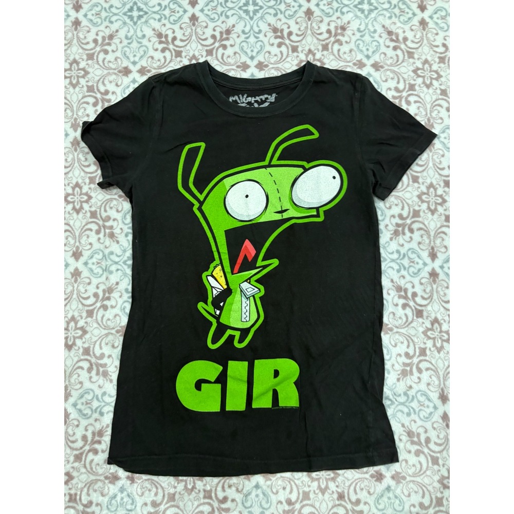VTG Mighty Fine Invader Zim GIR Graphic T-Shirt Black Cotton Nickelodeon Mens M